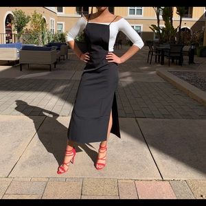 Black overall dress White top not included